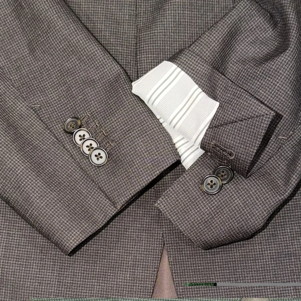 Banana Republic Blazer 42R Brown Black Check Vital Barberis Rustico Wool Slim